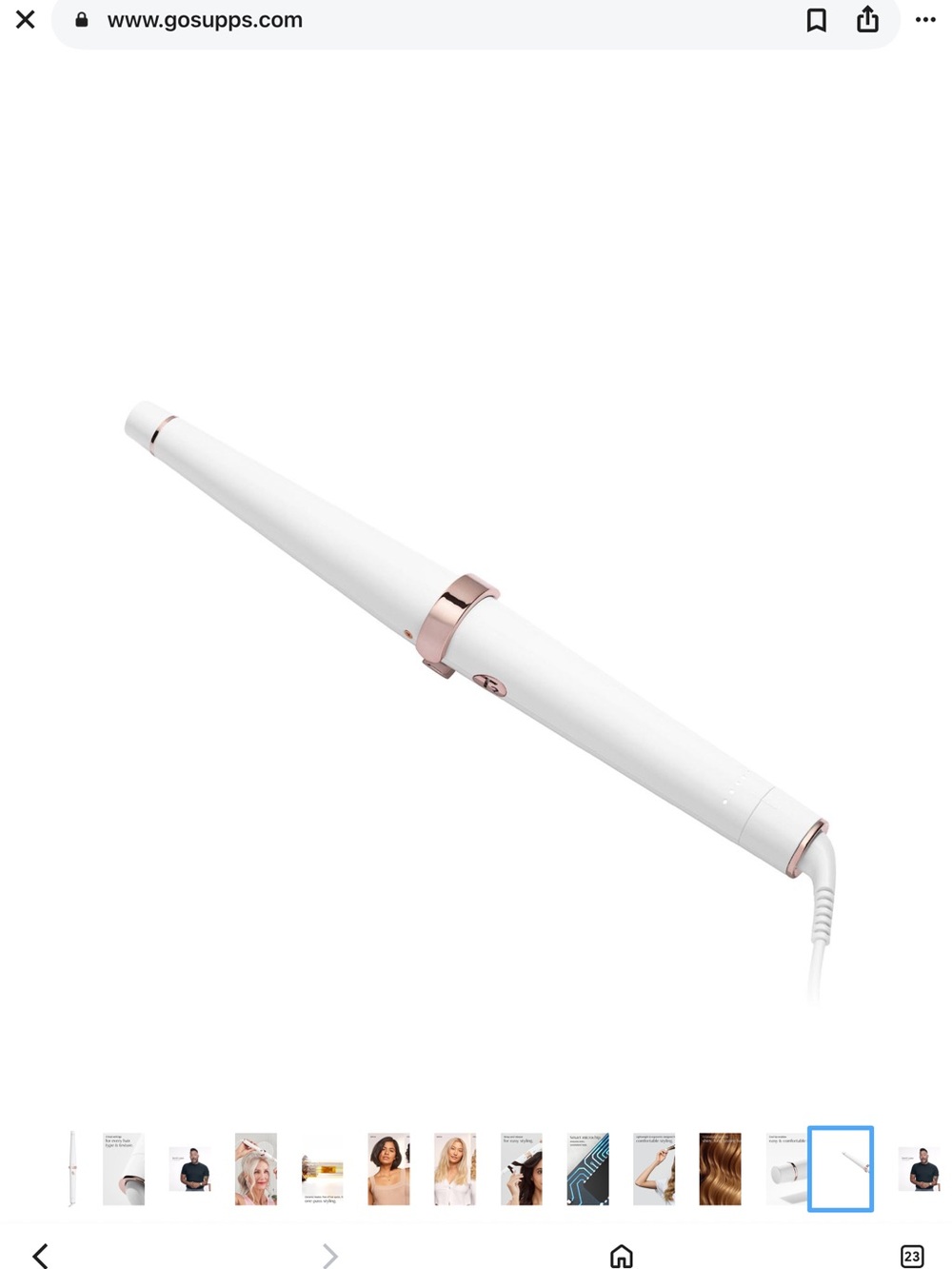 T3 White and Rose Gold Tapered singlePass wave Curling Wand - Women Accessories